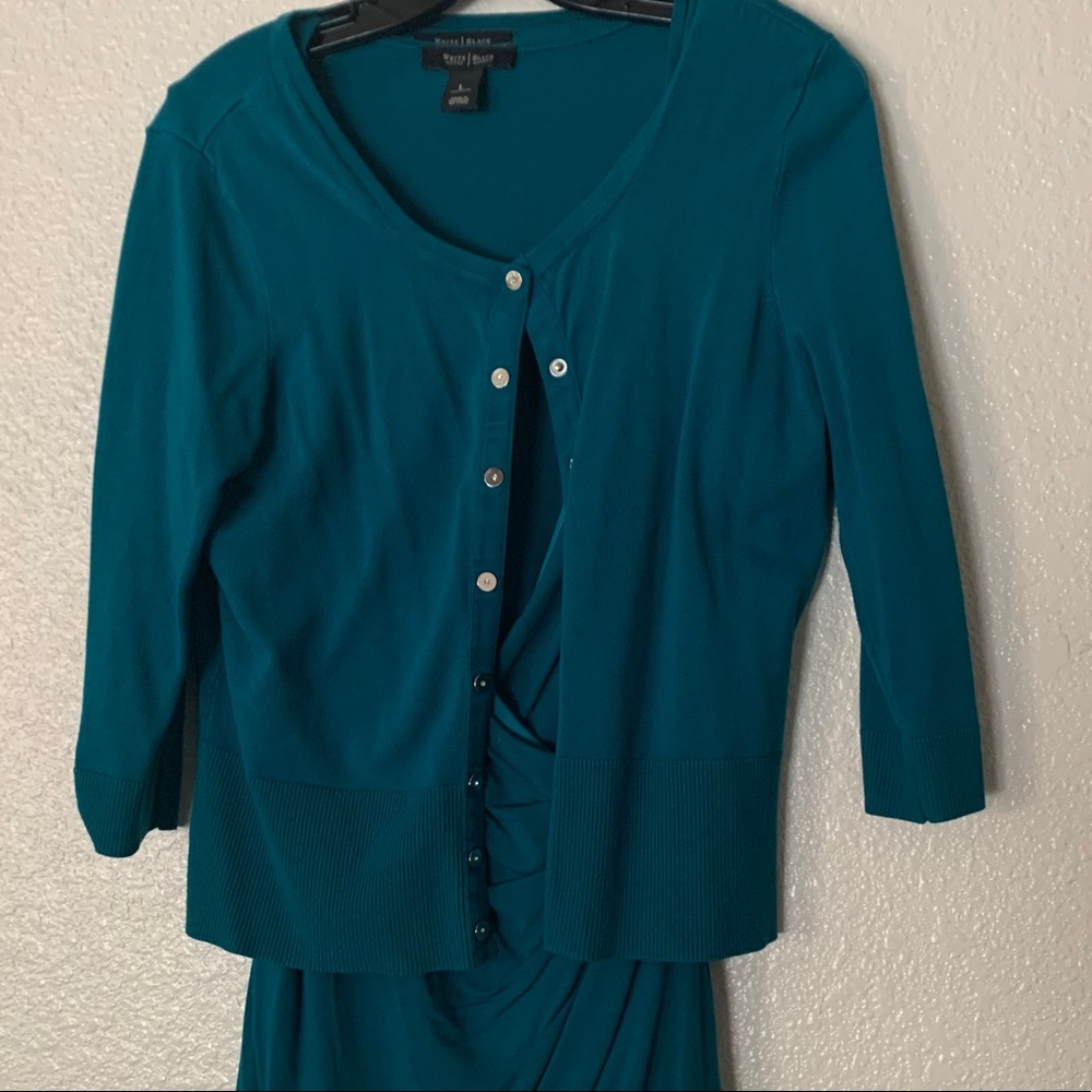 Teal work tank and sweater - matching